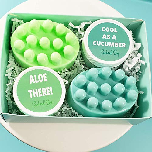 Massage Bar Soap and Body Cream Beauty Boxed Set/Aloe Vera Cucumber Fragrance/Womens Birthday Gift
