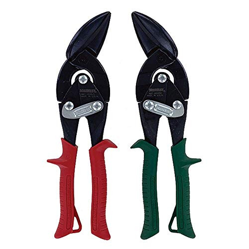 MIDWEST Blackout Series Aviation Snip Set - Left and Right Cut Regular Tin Cutting Shears with Forged Blades  and  KUSH'N-POWER Comfort Grips - MWT-6510CO-NP