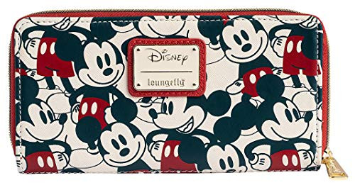 Loungefly Disney Mickey  and  Minnie Mouse Wallet Zip Around Clutch Faux Leather