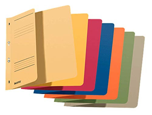 Leitz Hole Punched Folders 1 / 2 Front Cover-A4Manila Cardboard-Assorted Colours (Pack of 5)