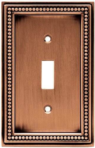 Brainerd 64245 Beaded Single Toggle Switch Wall Plate / Switch Plate / Cover Aged Brushed Copper