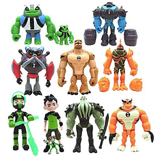 Ben 10 Action Figure Toys for Kids Gift, Ben 10 Toys Set(Ben,Grey Matter,Rath,Hot Shot,Slapback,Armored Shock Rock,Vilgax,Humungousaur,Rustbuggy Ben,Omni-Enhanced Overflow)(11pcs)