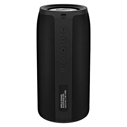 Bluetooth Speaker, MusiBaby M88 Speaker,Loud,Outdoor, Portable,Waterproof,Wireless Speakers,Dual Pairing, Bluetooth 5.0,Loud Stereo,Booming Bass,30H Playtime for Home Party,Backyard,Travel,Pool(Black)