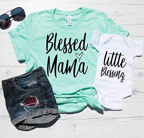 Mommy and Me Matching Shirts - Blessed Mama - Little Blessing Shirt - Blessed Mom Baby Shirt Set - Cute Matching Shirt Set - Christmas Gift - Mothers Day Gift