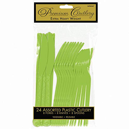 Amscan Premium Assorted Plastic Cutlery Party Tableware, 10.5 x 4.7, Kiwi