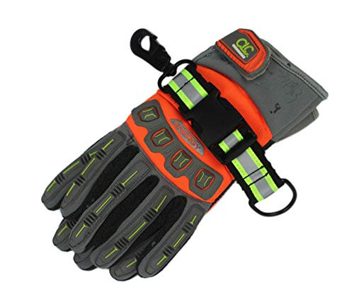 MeloTough firefighter glove strap - glove holder with glove leash Swivel Snap Hook ,Reflective Hi-Vis lime for quick access