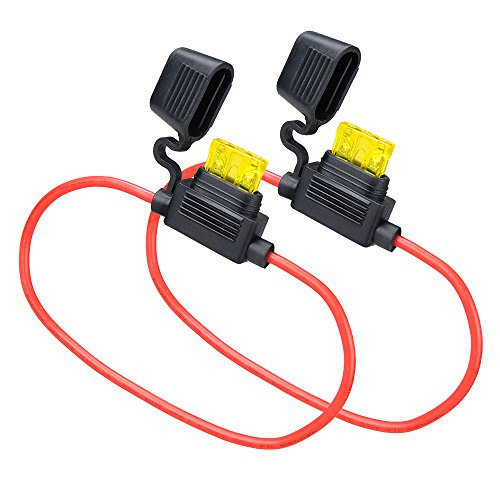 MUYI 2 Set Standard Blade Fuse Holder 14 Gauge Waterproof Pigtail Inline Fuse Holder with 20A ATC Fuses
