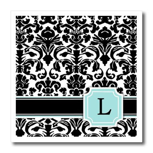 3dRose ht_154361_3 Letter L Personal Monogrammed Mint Blue Black and White Damask Pattern Classy Personalized Initial Iron on Heat Transfer for White Material, 10" x 10" 3dRose ht_154361_3 Letter L Personal Monogrammed Mint Blue Black and White Damask Pattern Classy Personalized Initial Iron on Heat Transfer for White Material, 10" x 10"