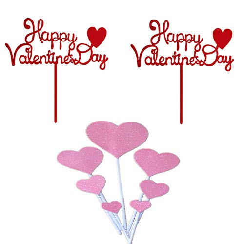 VWMYQ Valentine's Day Cake Topper Pink Heart Cupcake Toppers Happy Valentine's Day Party Decorations VWMYQ Valentine's Day Cake Topper Pink Heart Cupcake Toppers Happy Valentine's Day Party Decorations