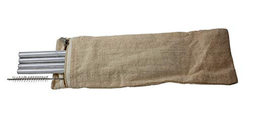 VIE VIE Aluminium Reusable Drinking Straws -20cm (Set of 4) with Cleaning Brush  and  Cotton Bag