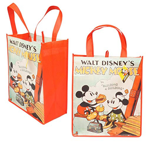 Walt Disney Mickey Mouse Minnie Mouse Tote Bags -- 2 Reusable Bag for Party favors, grocery, lunch (Walt Disney's Mickey Mouse, 2)