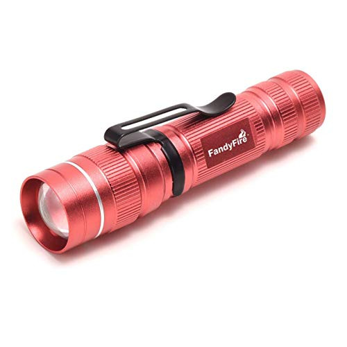 FANDYFIRE Mini Flashlight Zoomable 3-mode 300 Lumens AA Tactical LED CREE XP-G2 Flashlight Ultra Bright Waterproof?Red?