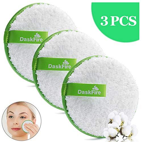Reusable Makeup Remover Pads, Facial Make Up Removal Wipes, Washable Face Cleaning Cloths, Soft Cotton Rounds Towelettes, Hypoallergenic for Mascara, Eye Shadow, Lipstick, Foundation -3 pcs, 4.5" Dia
