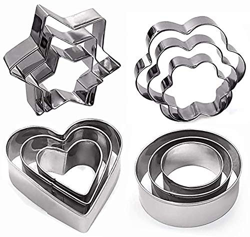 Metal Cookie Cutters Set - 12Pcs Heart, Star, Round, Flower Shapes Cookie Biscuit Cutter Stainless Steel Cutter for Kitchen,Baking,Spring and Easter Small Size Cookie Cutters Metal Cookie Cutters Set - 12Pcs Heart, Star, Round, Flower Shapes Cookie Biscuit Cutter Stainless Steel Cutter for Kitchen,Baking,Spring and Easter Small Size Cookie Cutters