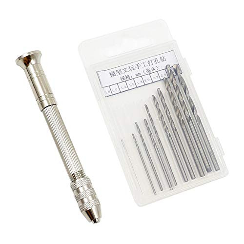 TOOHUI 10 Pcs Mini Pin Vise Hand Drill Bits, Micro Twist Drill Bits Set with Precision Hand Pin Vise Rotary Tools for Jewelry Carving Woodworking Plastic (0.8-3.0mm)
