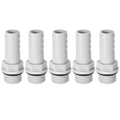 uxcell PVC Barb Hose Fitting Connector Adapter 10mm or 25/64" Barbed x G1/4 Male Pipe 5pcs
