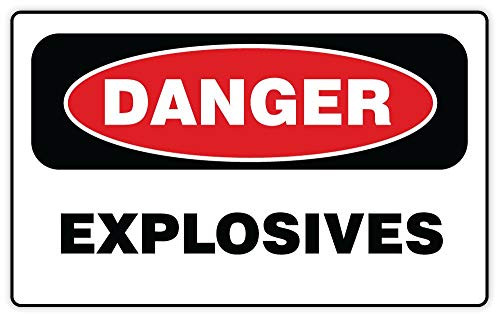 Danger Explosives caution warning sticker decal 5" x 3"