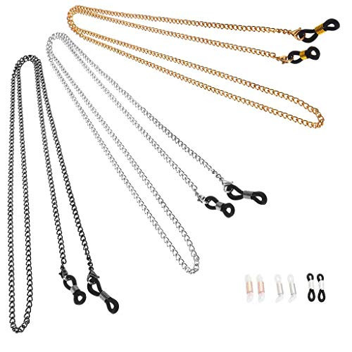 Daimay 3PCS Eyeglass Chain Sunglass Strap Holder Reading Glass Cords Lanyard Necklace Chain Eyewear Retainer Chain Metal Long Necklace Fashion Accessories with 6PCS Rubber Ends Daimay 3PCS Eyeglass Chain Sunglass Strap Holder Reading Glass Cords Lanyard Necklace Chain Eyewear Retainer Chain Metal Long Necklace Fashion Accessories with 6PCS Rubber Ends