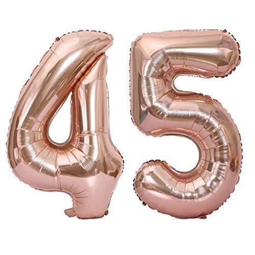40 Inch Large Number 45 Balloon Foil Balloons Jumbo Foil Helium Balloons for Wedding Birthday Party Festival Decoration Supplies, Rose Gold 45 40 Inch Large Number 45 Balloon Foil Balloons Jumbo Foil Helium Balloons for Wedding Birthday Party Festival Decoration Supplies, Rose Gold 45