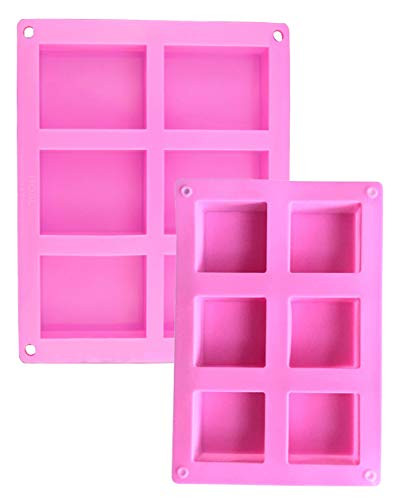 2-Pack Silicone Soap Molds Homemade Craft Soap Mold Silicone Molds for Cake Baking Tart Pudding Cookie Making, Rectangle and Square Shape Mold