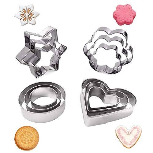Cookie Cutters, 12Pcs Mini Geometric Shapes Cookie Cutter, Flower, Round, Heart, Star Shapes Biscuit Baking Stainless Steel Metal Molds, Shape Cutters for Kitchen, Baking, Halloween, Christmas Cookie Cutters, 12Pcs Mini Geometric Shapes Cookie Cutter, Flower, Round, Heart, Star Shapes Biscuit Baking Stainless Steel Metal Molds, Shape Cutters for Kitchen, Baking, Halloween, Christmas