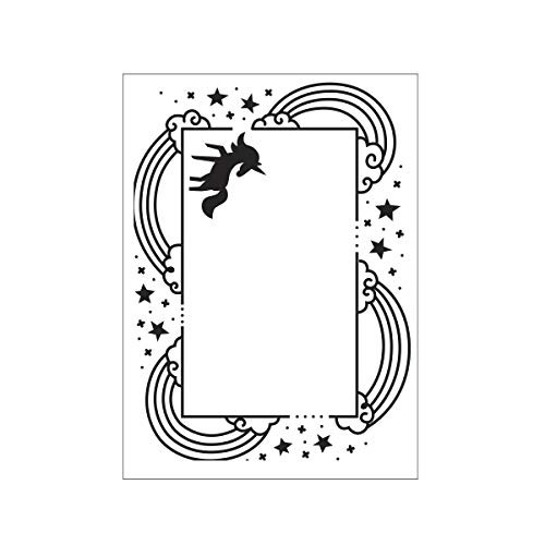 Darice Embossing Folder A6, Template Unicorn and Rainbow Border, Transparente