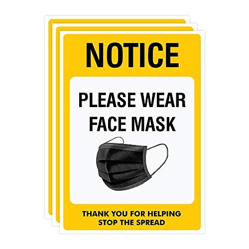 Face Mask Required Sign Decals Pack of 03 Wear Face Mask Before Entering stickers Size 7 x 10 Inches Face Mask Sign