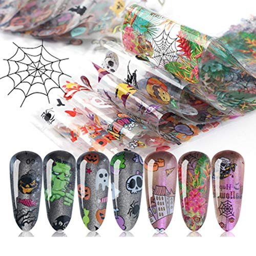10 Sheets Halloween Nail Art Stickers Decal Tips Wraps Nail Foil Transfer Stickers Foil Transfers Nail Salon DIY Nail Art Decoration 10 Sheets Halloween Nail Art Stickers Decal Tips Wraps Nail Foil Transfer Stickers Foil Transfers Nail Salon DIY Nail Art Decoration