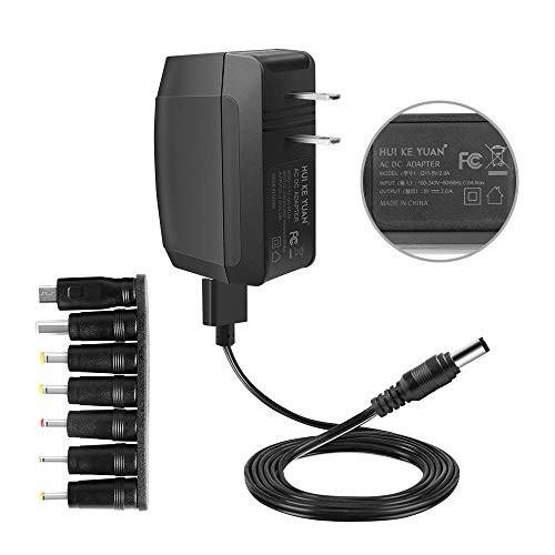 HKY 10W 5V2a (2000mA) Multi Tip Switching Replacement AC Power Adapter Wall Charger for Android Tablets Webcam Routers Toys Recorder Bluetooth Speaker and More DC 5v Devices