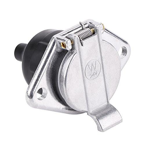 24V 7 Way Round RV Trailer Blade Connector Socket, 7-Way Trailer Wiring Harness Connector