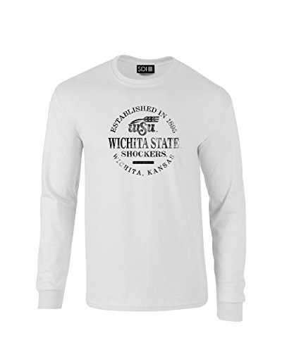 Wichita State Shockers Round 100 percent Pre Shrunk College Long Sleeve Tee, Medium, White