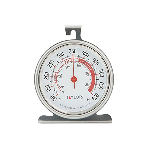 Taylor Precision Products Classic Series Large Dial Oven Thermometer (5932), Silver