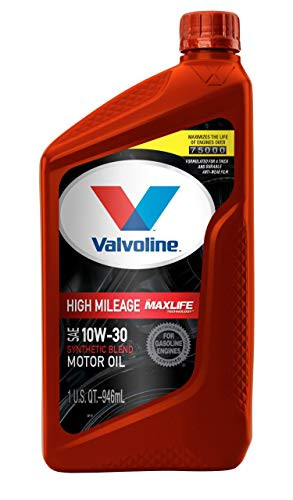 Valvoline High Mileage with MaxLife Technology SAE 10W-30 Synthetic Blend Motor Oil 1 QT