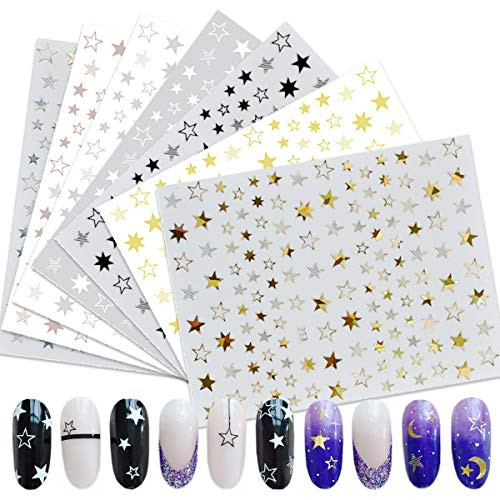 Star Nail Art Stickers 7 Sheets 3D Self-Adhesive Nail Art Decals Holographic Laser Nail Art Supplies Nail Slider Stars Stickers Glitter Shiny DIY Decoration Design Manicure Tips Star Nail Art Stickers 7 Sheets 3D Self-Adhesive Nail Art Decals Holographic Laser Nail Art Supplies Nail Slider Stars Stickers Glitter Shiny DIY Decoration Design Manicure Tips