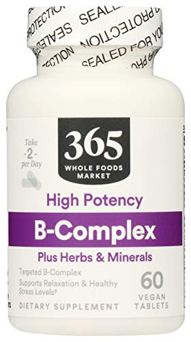 365 by Whole Foods Market, Supplements - Vitamins, B-Complex plus Herbs  and  Minerals - High Potency, 60 Count
