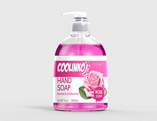COOLINKO Antibacterial Hand Soap - Rose Liquid Hand Wash - 16.9 fl oz 500ml (1 Pack)