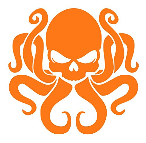 Kraken Monster Sticker Decal (6''x6'', Orange)