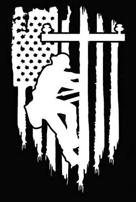 Lineman Flag Decal Vinyl Sticker-Cars Trucks Vans Walls Laptop- White-5.5 x 3.4 in-DUC1509 Lineman Flag Decal Vinyl Sticker-Cars Trucks Vans Walls Laptop- White-5.5 x 3.4 in-DUC1509