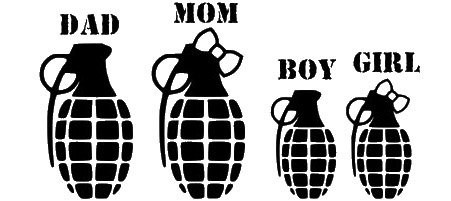 Legacy Innovations Grenade Family Black Decal Vinyl Sticker-Cars Trucks Vans Walls Laptop- Black -7.5 x 3.5 in-LLI676