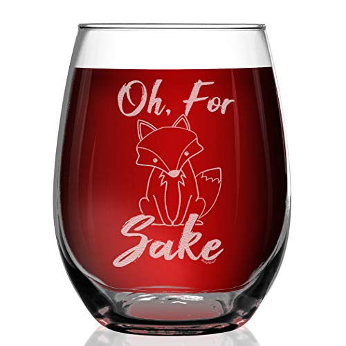 Shop4Ever Oh, For Fox Sake Engraved Stemless Wine Glass Funny Fox Lover Gift