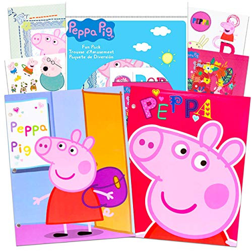 Peppa Pig School Supplies Super Set ~ Peppa Pig Folders, Stickers, Tattoos, Posters, and More (Peppa Pig Party Supplies Bundle)