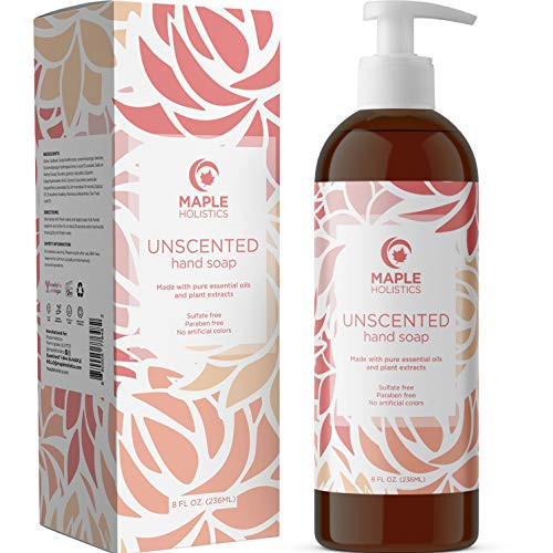 Fragrance Free Liquid Hand Soap - Moisturizing Hand Soap and Hand Sanitizing Liquid Perfect for Bathroom Soap and Kitchen Hand Soap - Unscented Hand Soap Made with Nourishing Natural Ingredients