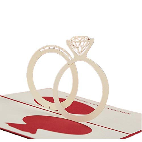 3D Pop Up Card Birthday Anniversary Valentine Lover Thank you Holiday Greeting Cards Wedding Invitations Laser Cut Couple Rings 3D Cards Gift For Lover