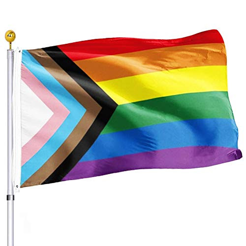 Progress Pride Rainbow Flag 3x5 Outdoor All Inlcusive Pride 100D Bisexual LGBTQ Non Binary Lesbian Gay Transgender Prides Proculsexual Flags Progress Pride Rainbow Flag 3x5 Outdoor All Inlcusive Pride 100D Bisexual LGBTQ Non Binary Lesbian Gay Transgender Prides Proculsexual Flags