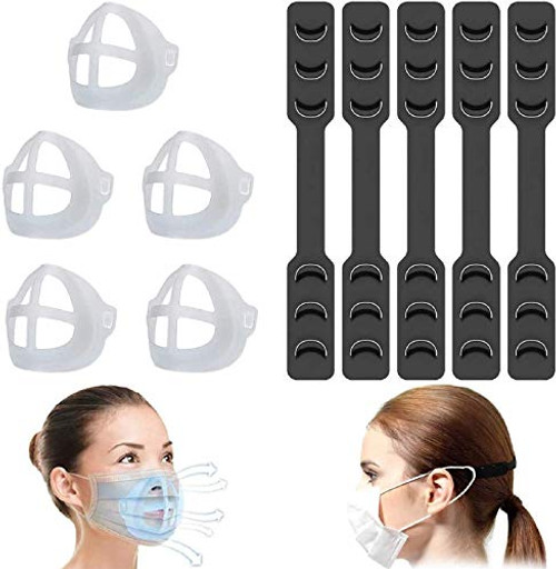 Mask Extender Strap Mask Bracket Reusable Mask Ear Strap Hook Washable 3D Face Nose Mouth Bracket Mask Inner Support Frame Adjustable Ear Strap Accessories(10 Pcs)