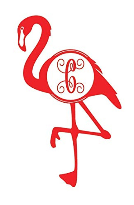 WickedGoodz Custom Monogram Flamingo Vinyl Decal - Personalized Beach Sticker, for Tumblers, Laptops, Car Windows