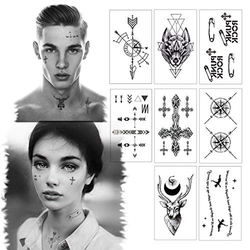 CARGEN 10 Sheets Black Temporary Tattoo Face Tattoos Hand Tattoos Sexy Cover Up Makeup Fake Tattoo Body Art Sticker Waterproof Tattoos for Face Legs Chest CARGEN 10 Sheets Black Temporary Tattoo Face Tattoos Hand Tattoos Sexy Cover Up Makeup Fake Tattoo Body Art Sticker Waterproof Tattoos for Face Legs Chest