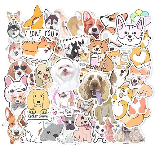 Foaynn 50 PCS Stickers Pack Cute Cartoon Puppy Colorful Waterproof Stickers for Flask, Laptop Phone Water Bottle Cute Aesthetic Vinyl Stickers