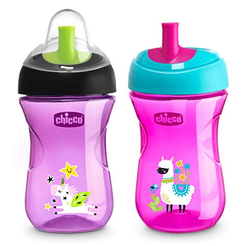 Chicco Sport Spout Trainer Sippy Cup Pink and Purple, 9m and Older, 9oz (2pk)