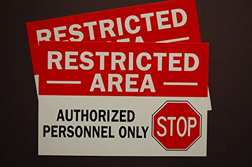 (2 Pack) Restricted Area - Authorized Personnel Only Sticker Vinyl Decal 6" X 4" Do Not Enter Sign Waterproof Indoor Outdoor (X2PS4)